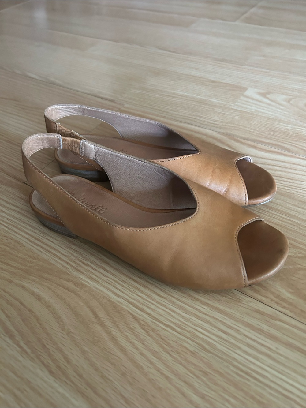 Madewell Tan Leather Slingback Peep Toe Sandals Women’s 6.5